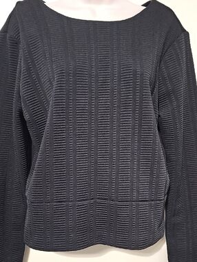 Metaphor Black Textured Scoop Neck Top